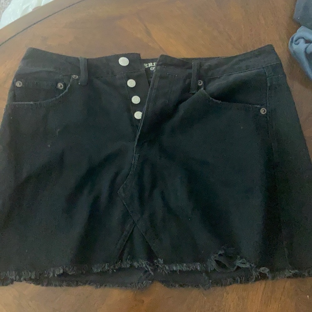 Black denim skirt